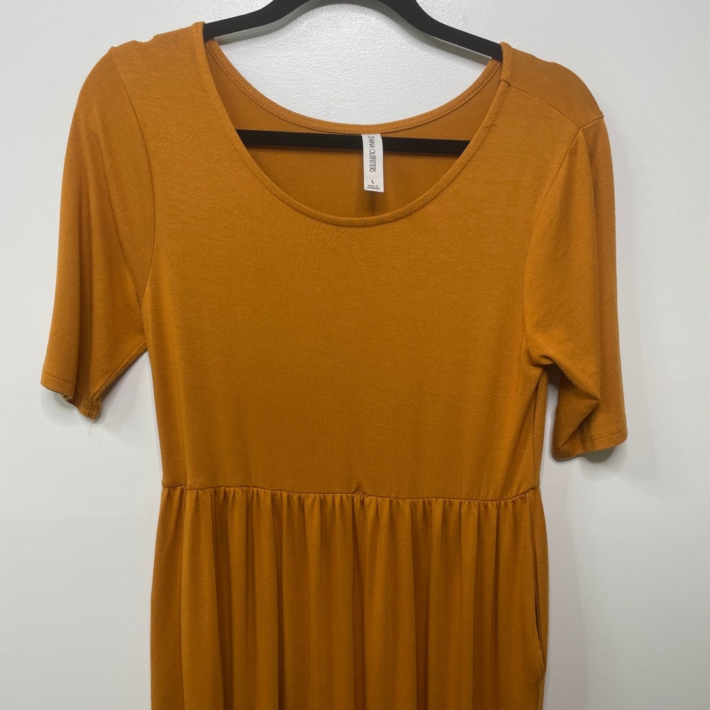 ZENANA OUTFITTERS Burnt Orange Maxi Dress Pockets Elastic Waist Boho Cottage‎ L - Picture 2 of 10